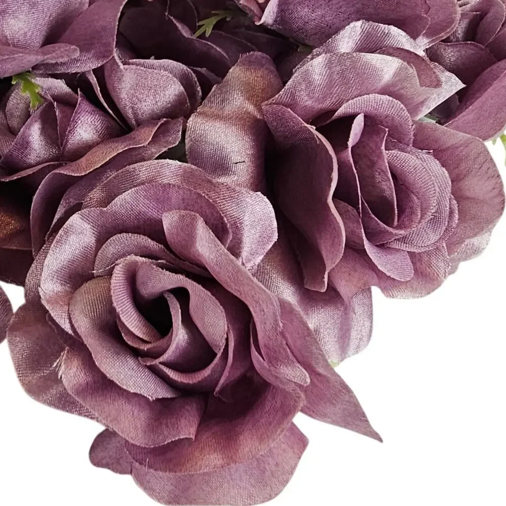 25 Plum Purple Satin Rose Heads Stemless Wedding Floral Craft DIY 2.5in